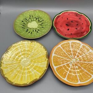 Sakura Evolution 8" Melamine Salad Dessert Plates Set‎ of 4 Fruits Pattern
